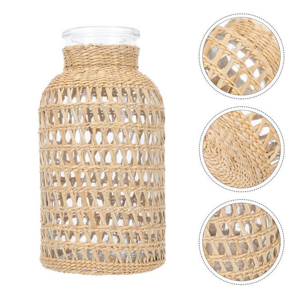

decorative flowers & wreaths 1pc flower vase rattan weaving home container
