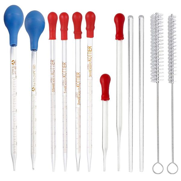 Laborbedarf 12 teile/los Gummikopf Glas Messpipette Pipette Rührstäbe Reagenzglas Pinsel Set Chemie Experiment Pipette