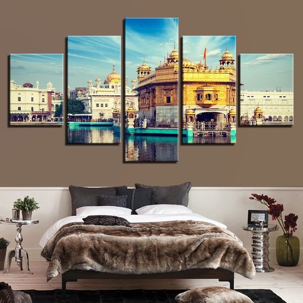 

unframed canvas paintings living room hd prints pictures blue sky golden temple landscape giclee wall art