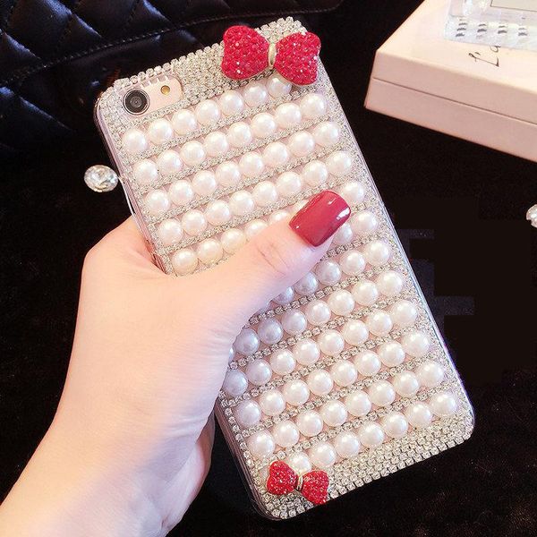 

for s6 s7 s8 s9 s10 plus lite note5 8 9 pearl rhinestone phone case shine soft rubber diamond back cover cell cases