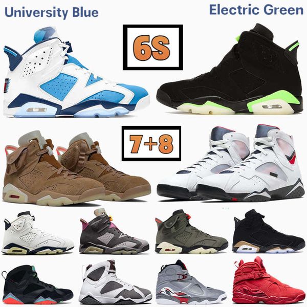 

6 6s university blue  7s men basketball shoes 8 8s bordeaux electric green unc dmp south beach mens sneakers, Black