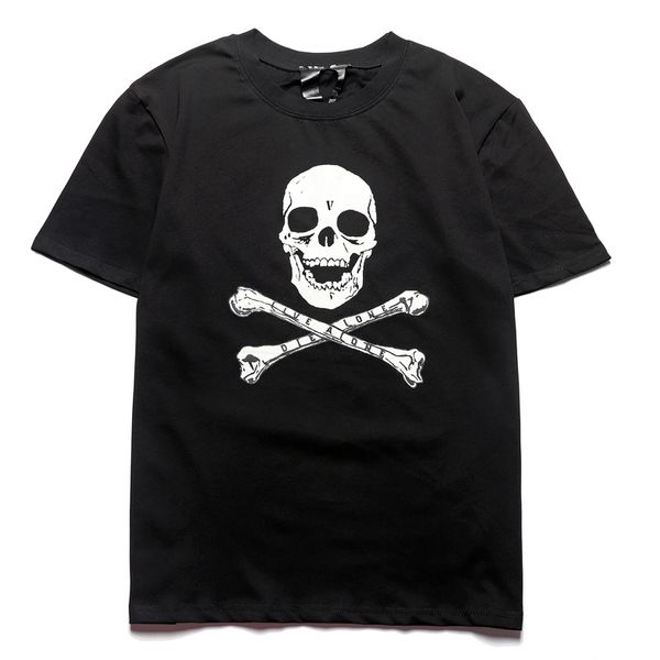 

brand t shirt fashion asap rocky same v and lone skull print big trend loose summer short sleeve t-shirt, White;black
