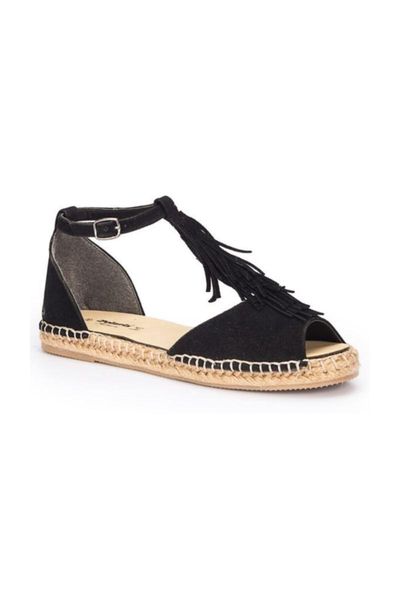 

sandals black color tassels buckle women 's 310181