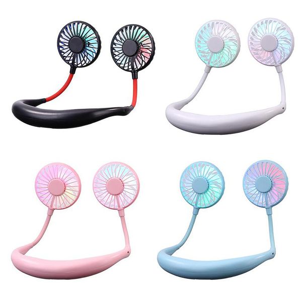 

electric fans hanging neck fan,outdoor portable double wind head neckband cooling fan,usb rechargeable fan