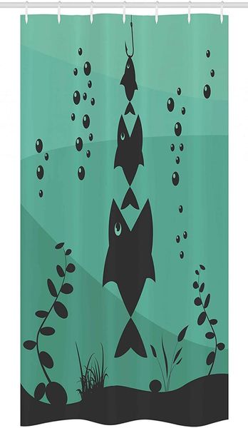 

shower curtains fishing stall curtain big fish eats little small in bubbles underwater ocean symbolic food bathroom with hooks