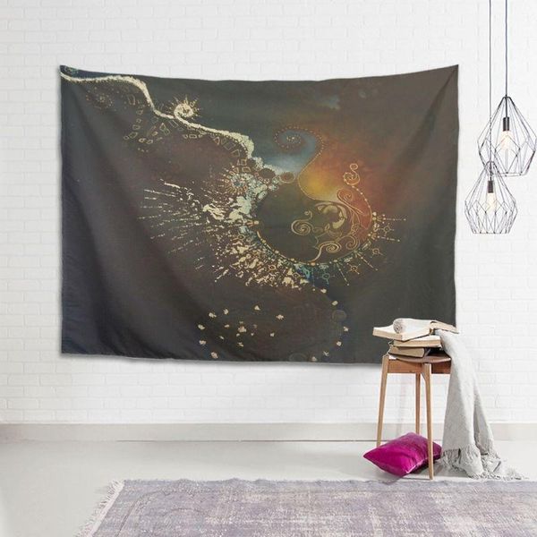

tapestries peceeta golden wall hanging bedding tapestry beach blanket for living room bedroom dorm decor white 91x59 inch"]