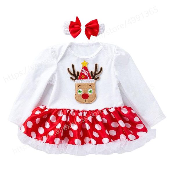 

girl's dresses 1 year old xmas party long sleeve lace dress infant born 2nd christening gown costume with headband, Red;yellow