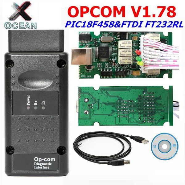 

code readers & scan tools op com v1.78 version auto diagnostic tool scanner with pic18f458 &ft232rl chip obd2 op-com opcom can bus for