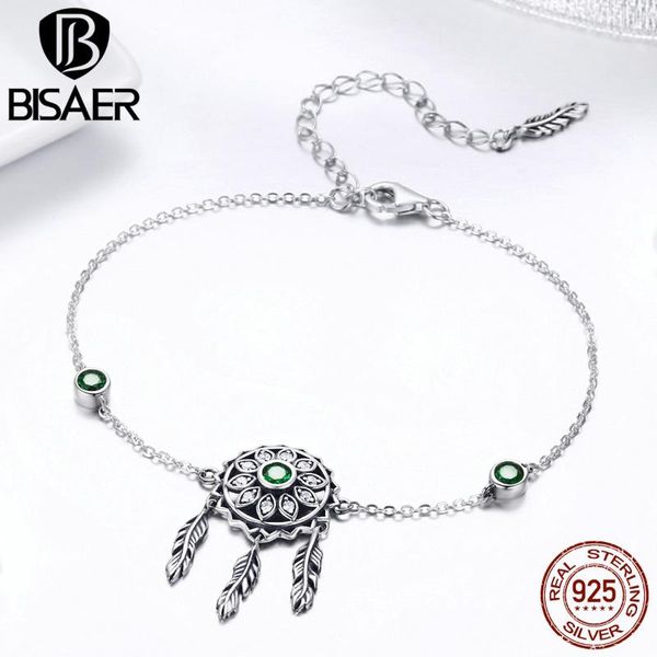 

link, chain bisaer 925 sterling silver dreamcatcher link bracelets pulseira vintage dream catcher women fine jewelry ecb078, Black