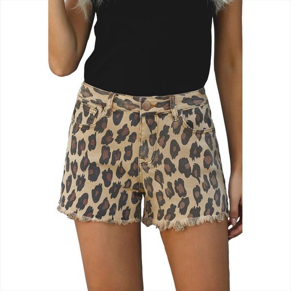 

summer style leopard print women short fashion denim khaki, White;black