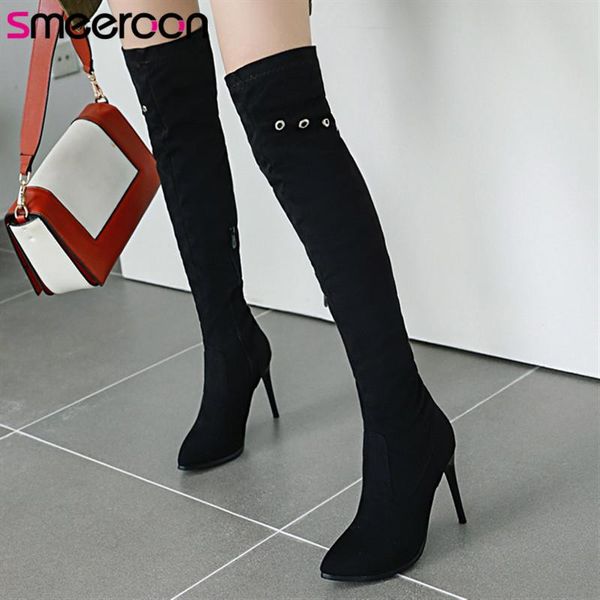 

boots smeeroon over the knee 2021 autumn winter for woman party shoes super high heel wholesale ladies, Black