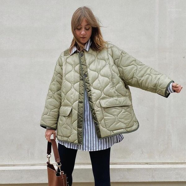 

women's down & parkas 2021 fashion cotton jacket women green winter warm coat casual loose oversized overcoat pocket jackets autumn out, Black