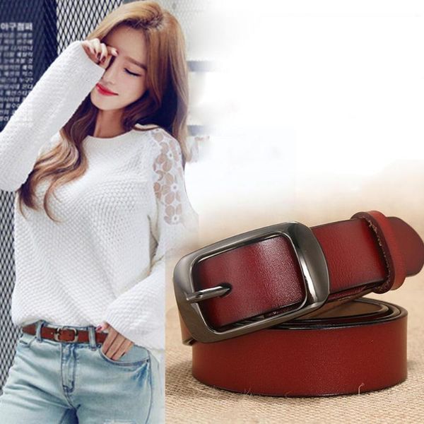 

belts luxury genuine leather belt for women jean strap casual all match ladies adjustable designer girdle g m4b3, Black;brown
