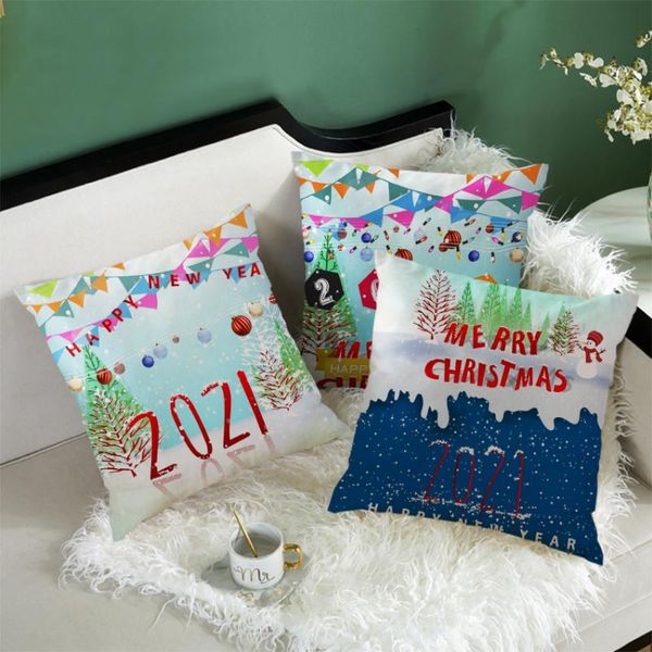 

cushion/decorative pillow nanacoba christmas cover case 2021 happy year home decoration cushion for living room sofa throw pillowcase