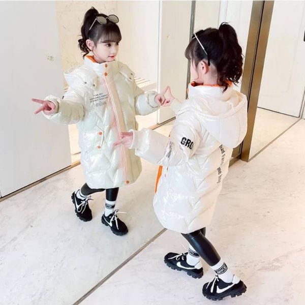 

down coat cute girls letter jackets outwear hooded warm cotton parka outerwear children girl winter 4 5 6 7 8 9 10 11 12 years, Blue;gray