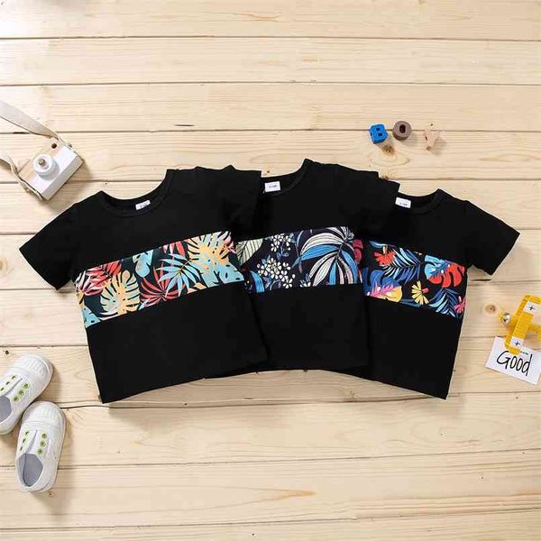 

summer baby boy casual floral short-sleeve cotton tee 210528, Blue