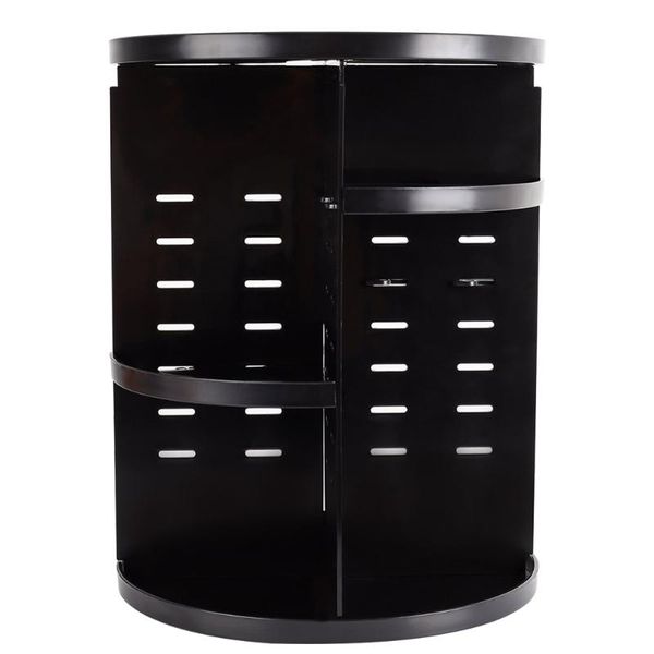 

eyebrow tools & stencils rotating makeup organizer 360 degree spinning storage holder rack vanity shelf large capacity black for bathroom ch