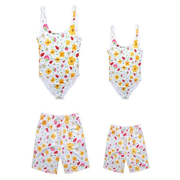 

one-piece suits family matching swimsuit men women girls boys floral swimwear beachwear summer bikini one piece swimwwear