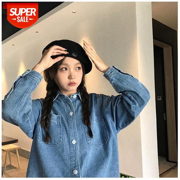 

[no. 10 zero point discount feedback] denim shirt single-row multi-button long-sleeved women's clothing #qa1d, White