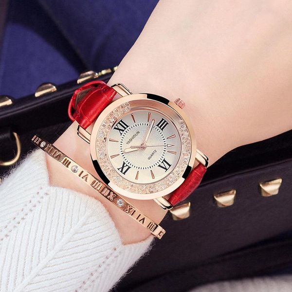 

wristwatches a women's watch fashion waterproof luminous female student korean version simple belt quartz wholesale, Slivery;brown