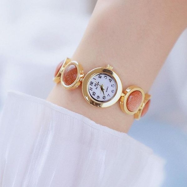 

wristwatches student sports watch concept creative steel mesh belt ladies bracelet star sand stone quartz, Slivery;brown