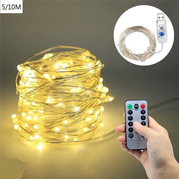 

strings 50/100 led string fairy lights remote control usb light copper wire garland lamp for christmas wedding home decoration