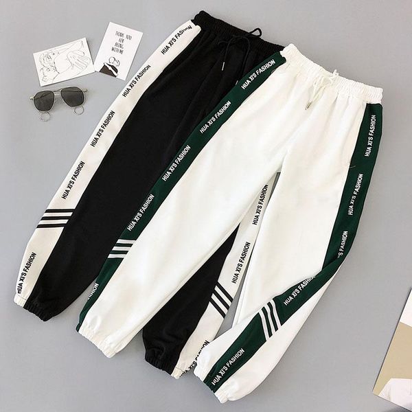 

women's pants & capris patchwork hip hop cargo women fashion casual harem spring sport bf harajuku sports 2021, Black;white