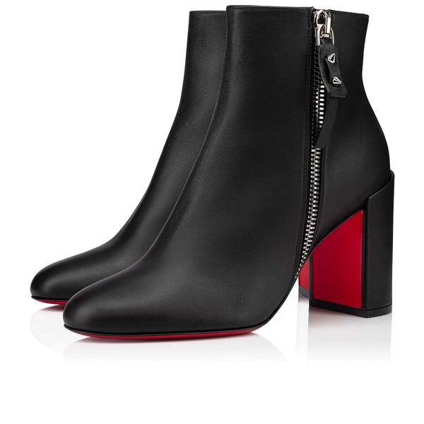 

with box women shoes luxury designer brand ankle boots sophisticated red bottom ziptotal 85mm square heel pointed toes leather boots* eu35-4, Black