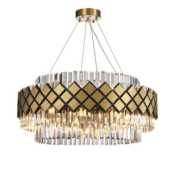 

modern art deco crystal clear designer gold led chandelier lighting lustre suspension luminaire lampen for foyer chandeliers