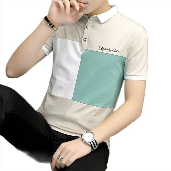 

shirt short sleeve contrast color men polos clothing summer streetwear casual fashion, White;black