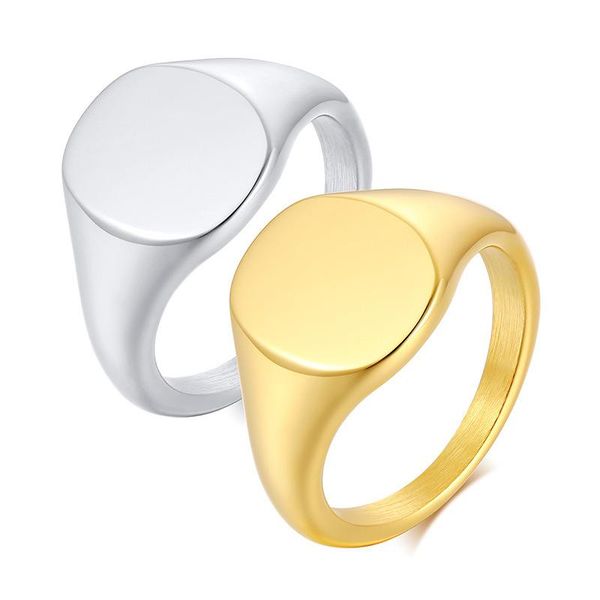 

wedding rings 12mm chunky round circle men's ring glossy stainless steel punk couple engagement jewelry, Slivery;golden