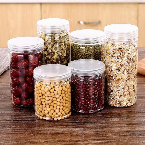 

storage bottles & jars 6pcs/set transparent food container premium pet plastic box kitchen jar safe home universal