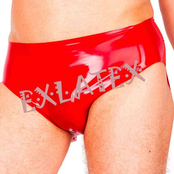 

nxy briefs and panties latex black panty male underwear slip homme rubber brief with pouch underpants shorts mens fetish 1126, Red;black
