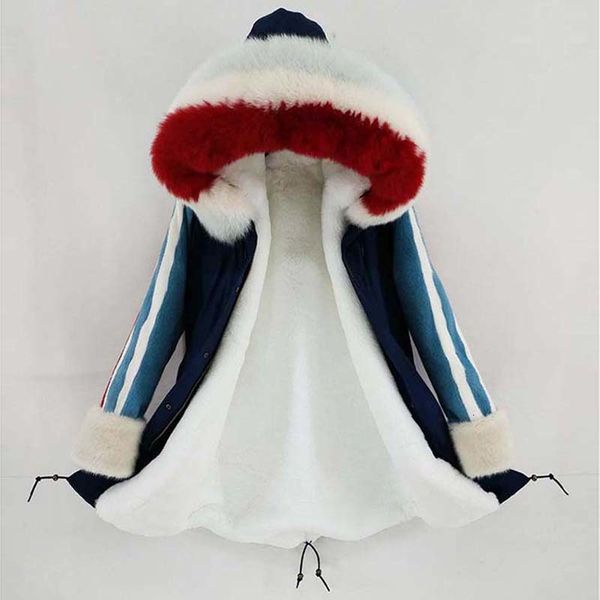 

Women's Fur & Faux Long Parka Winter Jacket Women Natural Real Collar Hood Coat Thick Warm Outerwear Detachable Streetwear 6LYV, Black