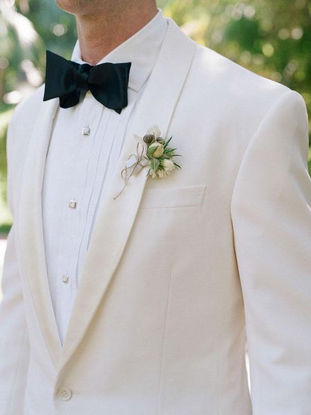 

men's suits & blazers anniebritney ivory 2 piece slim fit men formal suit tailor made groom wedding tuxedo prom business set, White;black