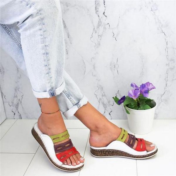 

slippers summer women rome retro three-color casual shoes thick bottom open toe sandals beach slip on slides female drop, Black