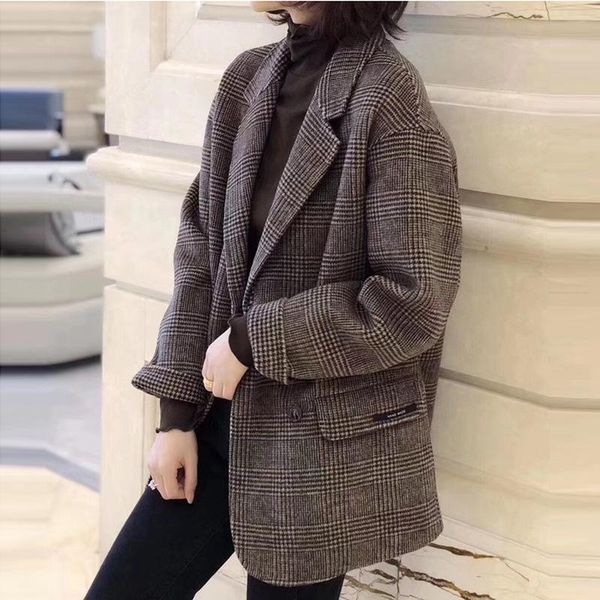 

women's wool & blends double side tweed short european cashmere coat, Black