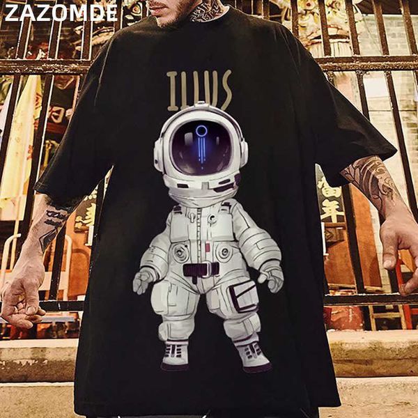 

zazomde men cartoon print tees summer tshirts mens harajuku t shirts male hip hop tshirt oversized blakc korean clothes 5xl 210629, White;black