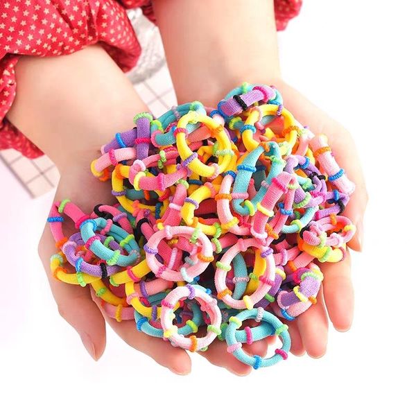 

hair accessories 100pcs/set children cute black colorful elastic bands girl kid lovely bamboo knots scrunchies rubber