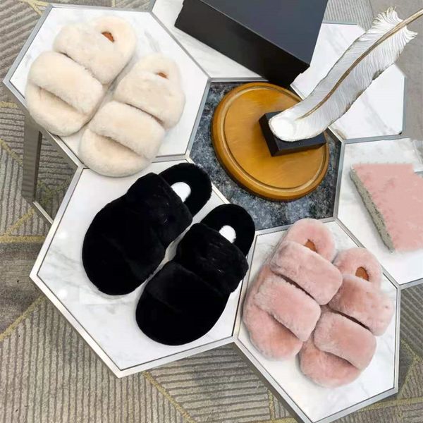 

fashionable women's indoor flat wool slippers wool slippers home indoor slippers winter shoes, Black