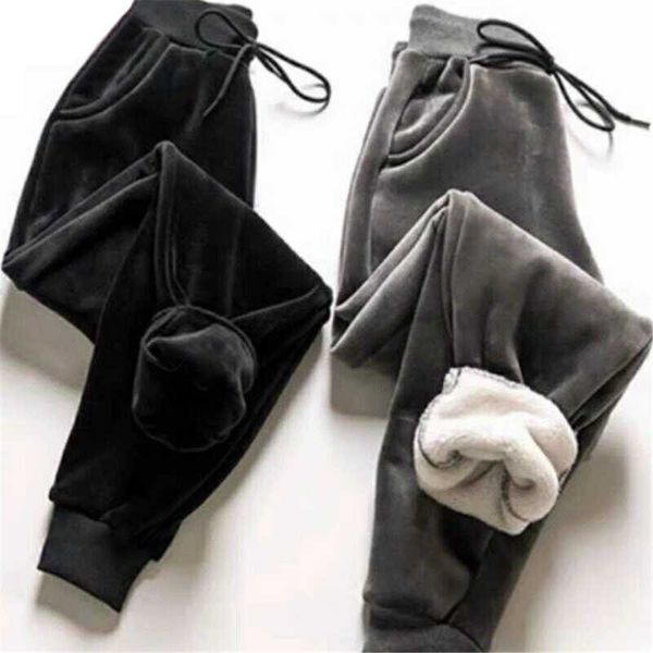 

women winter lamb fur cashmere slim pants casual warm harem thick lined fleece autumn sweatpants trousers women's & capris, Black;white