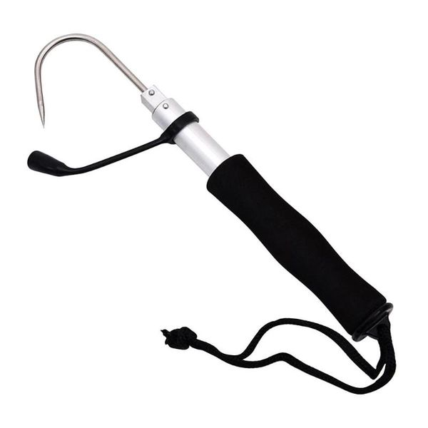 

fishing gaff aluminum alloy adjustable spear hook sea with string tackles hooks