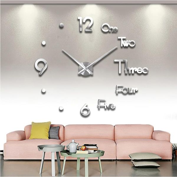 

silent home decor living room acrylic mirror nordic wall clock 3d diy large modern design sticker clocks