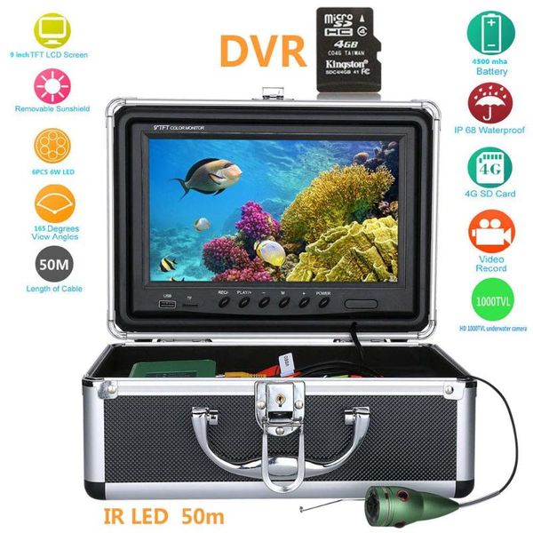 

fish finder gamwater15m 30m 50m 9'' inch digital 1000tvl hd dvr recorder waterproof fishing video underwater camera