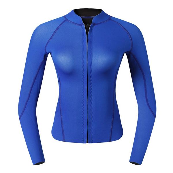 

swim wear women wetsuit 2mm suit shirt diving swimming jacket blue