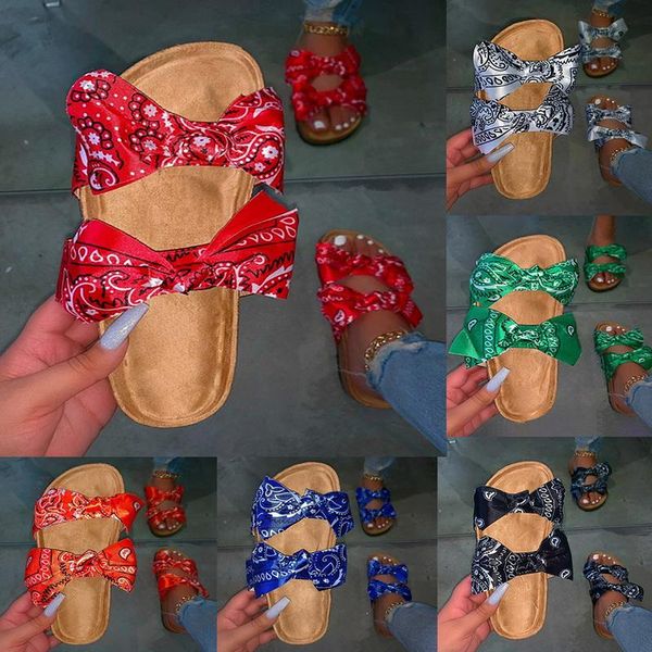 

slippers open toe thick bottom beach slides cute bowknot summer slip on for holiday bow-tie flat sandals womens dress, Black