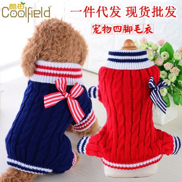 

dog apparel sweater pet navy bow teddy legs clothes bichon