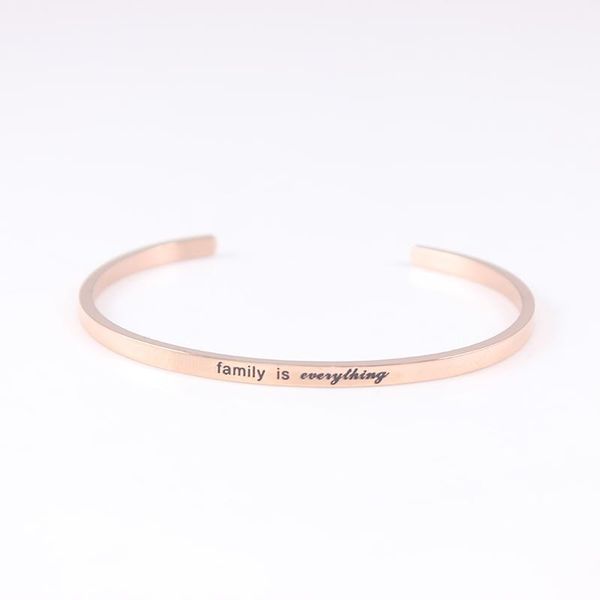 

bangle family is everything gold 316l stainless steel inspirational quote cuff bracelets mantra for women1, Black