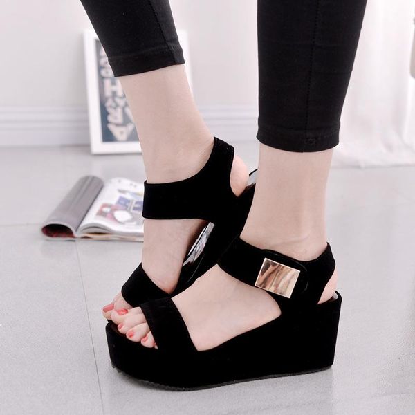 

dress shoes women's 2021 summer korean fashion platform wedge sandals, Black