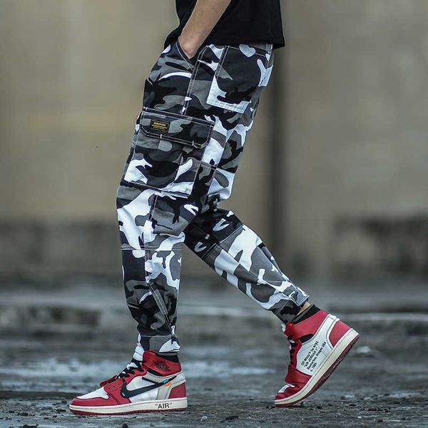 

men's pants ly designer fashion streetwear casual joggers men camouflage trousers big pocket hip hop 9oot, Black